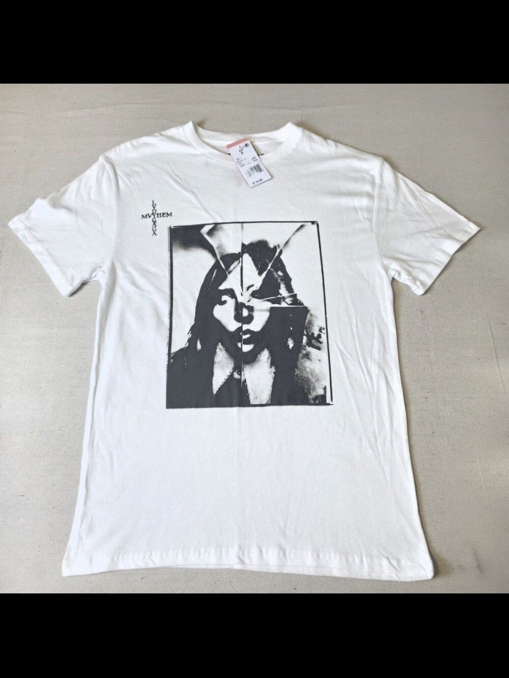 Lady Gaga Mayhem White Graphic Short Sleeve Tee T-Shirt Women's S NEW